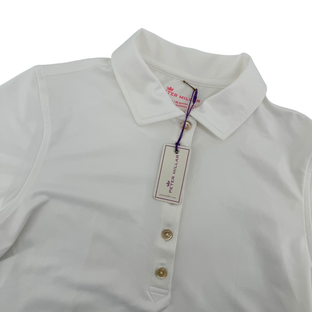 Peter Millar Womens White Short Sleeve Polo Shirt CMAA Florida Patch Size Small